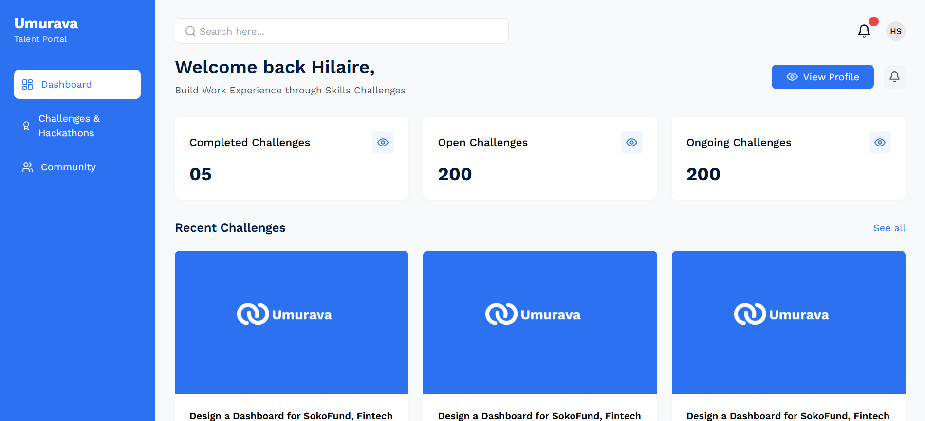Umurava UI Dashboard
